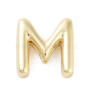 Rack Plating Brass Beads, Cadmium Free & Lead Free, Long-Lasting Plated, Real 18K Gold Plated, Letter M, 14.7x13.7x4.5mm, Hole: 1.5x10.5mm(KK-A208-10M)