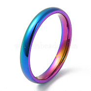 Ion Plating(IP) 304 Stainless Steel Flat Plain Band Rings, Rainbow Color, Size 8, Inner Diameter: 18mm, 3mm(STAS-I160-D-18mm-M)