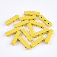 Spray Painted Alloy Multi-Strand Links, For Tile Elastic Bracelets Making, Cuboid, Gold, 16x4x4mm, Hole: 1.2mm(PALLOY-T068-06-17)