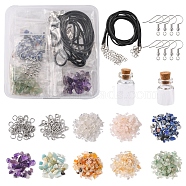 DIY Natural Mixed Gemstone Wish Bottle Earring Necklace Making Kit, Including Glass Bottles, Waxed Cord Necklace Making, Brass Earring Hooks, Stone Chip Beads, Mixed Color(DIY-FS0003-13)