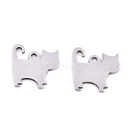 201 Stainless Steel Charms, Stamping Blank Tag, Laser Cut, Cat, Stainless Steel Color, 12x12.5x0.9mm, Hole: 1.5mm(STAS-S081-062)