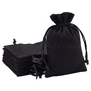 12Pcs Velvet Cloth Drawstring Bags, Jewelry Bags, Christmas Party Wedding Candy Gift Bags, Rectangle, Black, 15x10cm(TP-DR0001-01D-04)
