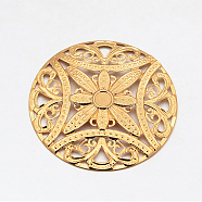 Iron Flat Round Filigree Findings, Golden, 57x0.6mm(X-IFIN-L012-02)