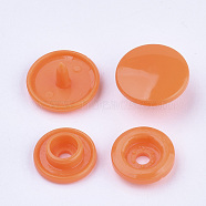 Resin Snap Fasteners, Raincoat Buttons, Flat Round, Dark Orange, Cap: 12x6.5mm, Pin: 2mm, Stud: 10.5x3.5mm, Hole: 2mm, Socket: 10.5x3mm, Hole: 2mm(SNAP-A057-B55)