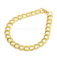 Fashionable 304 Stainless Steel Cuban Link Chain Bracelets, with Lobster Claw Clasps, Golden, 8-1/2 inch(215mm), 9mm(STAS-A028-B059G)