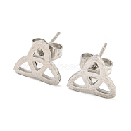 304 Stainless Steel Stud Earrings, Trinity Knot, Stainless Steel Color, 8.5x10mm(EJEW-P235-01P)