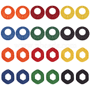 PandaHall Elite 12Pcs 2 Style Acrylic Pendants, Imitation Woven Rattan Pattern, Mixed Shapes, Mixed Color, 46.5~47.5x40.5~46.5x4~4.5mm, Hole: 1.5mm, 6pcs/style(OACR-PH0001-88)
