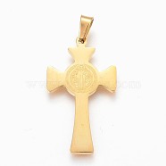304 Stainless Steel Pendants, Cross, CssmlNdsmd Cross God Father Religious Christianity Pendant, Golden, 35x20x2mm, Hole: 4x7mm(STAS-F165-29G-A)