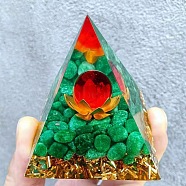 Orgonite Pyramid Resin Energy Generators, Reiki Natural Jade Chips Inside for Home Office Desk Decoration, Green, 60x60x60mm(PW23042591569)