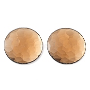 Glass Cabochons, Flat Back & Back Plated, Faceted, Flat Round, Camel, 32x30x4~4.5mm(GLAA-D016-04A)