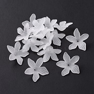 5-Petal Transparent Acrylic Bead Caps, Frosted, Flower, WhiteSmoke, 25x26.5x7mm, Hole: 1.6mm, about 746pcs/500g(OACR-A017-15)