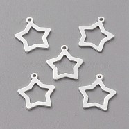 Brass Charms, Long-Lasting Plated, Stars, 925 Sterling Silver Plated, 11.5x10.5x0.5mm, Hole: 0.9mm(KK-H739-10S)