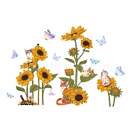 PVC Wall Stickers, Wall Decoration, Sunflower & Cat, 800x390mm, 2pcs/set(DIY-WH0228-874)