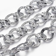 Handmade Alloy Chains, Unwelded, Antique Silver, Nickel Free, link: about 18-24mm wide, 19-24mm long, about 35 inch/strand(CH-CL198Y-NF)