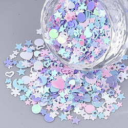 Ornament Accessories, PVC Plastic Paillette/Sequins Beads, No Hole/Undrilled Beads, Mixed Shapes, Mixed Color, 1.5~6.5x1.5~8x0.4~0.7mm(PVC-T005-052A)