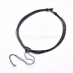 Adjustable Waxed Cord Necklace Making, with Obsidian Beads and Imitation Leather, Black, 19.8 inch(50.5cm)(MAK-L027-B02)