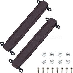 2 Sets PU Leather Audio Handles, with Alloy Suspension Clasps and Iron Screws, with 12Pcs 201 Stainless Steel Flat Head Machine Screws, Coconut Brown, Handle: 210x32x10mm, Hole: 4.5mm(AJEW-CA0002-93)