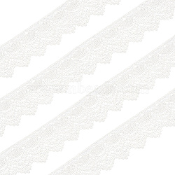 4.8~5 Yards Polyester Lace Trim, Wavy Edged Lace Ribbons, Garment Accessories, with 1Pc Cardboard Display Card, White, 3-1/2 inch(90mm)(OCOR-FG0001-81B)