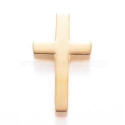 304 Stainless Steel Pendants, Cross, Golden, 30x17x5mm, Hole: 4mm(STAS-D161-18G)