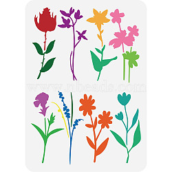 Plastic Drawing Painting Stencils Templates, for Painting on Scrapbook Fabric Tiles Floor Furniture Wood, Rectangle, Flower, 29.7x21cm(DIY-WH0396-557)