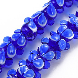 Handmade Bumpy Lampwork Beads Strands, Fox, Blue, 12~13x17~19.5x15~16mm, Hole: 2.5mm, about 40pcs/strand, 16.54 inch(42cm)(LAMP-S194-016C)