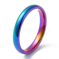 Ion Plating(IP) 304 Stainless Steel Flat Plain Band Rings, Rainbow Color, Size 8, Inner Diameter: 18mm, 3mm(STAS-I160-D-18mm-M)