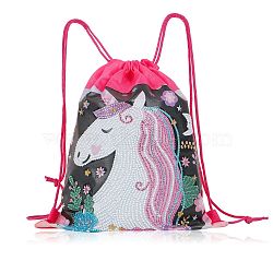 DIY Diamond Painting Backpack Kit, Including Resin Rhinestones Bag, Diamond Sticky Pen, Tray Plate and Glue Clay, Unicorn, 355x275mm(DIAM-PW0010-61)