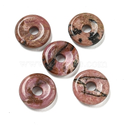 Natural Rhodonite Donut/Pi Disc Charms, 12~13x3~4mm, Hole: 3mm(G-G142-01Q)