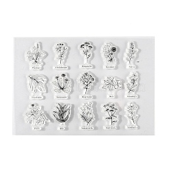 Silicone Stamps, for DIY Scrapbooking, Photo Album Decorative, Cards Making, Stamp Sheets, Plants Pattern, 11.3x14.6x0.3cm(DIY-K021-A01)