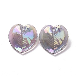 UV Plating Rainbow Iridescent Acrylic Pendants, Glitter, Heart Charm, Slate Gray, 30.5x30x11mm, Hole: 1.8mm(OACR-C003-08A)