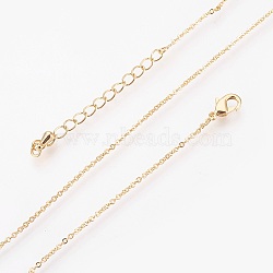 Brass Cable Chain Necklaces, with Lobster Claw Clasp, Real 18K Gold Plated, 17.51 inch(44.5cm)(X-MAK-P011-01G)