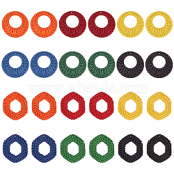 PandaHall Elite 12Pcs 2 Style Acrylic Pendants, Imitation Woven Rattan Pattern, Mixed Shapes, Mixed Color, 46.5~47.5x40.5~46.5x4~4.5mm, Hole: 1.5mm, 6pcs/style(OACR-PH0001-88)