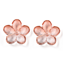Two Tone Transparent Normal Glass Beads, Flower, Light Salmon, 21x21.5x7mm, Hole: 1.8mm(GLAA-T030-01-A03)