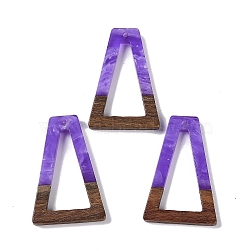 Resin & Wood Pendants, Hollow Triangle Charms, Blue Violet, 38x24.5x3.5mm, Hole: 2mm(WOOD-F015-10H)