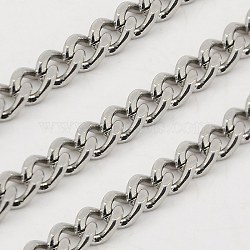 3.28 Feet 304 Stainless Steel Twisted Chains, Unwelded, Stainless Steel Color, 5x3.5x1.6mm(X-CHS-K001-20A)