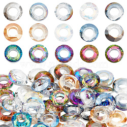 Elite 60Pcs 15 Colors Glass Cabochons, Nail Art Decoration Accessories, Ring, Mixed Color, 10.5x3.5mm, Hole: 5mm, 4pcs/color(MRMJ-PH0001-71)