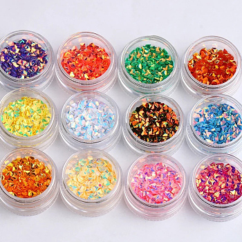 Laser Shining Nail Art Glitter, Manicure Sequins, DIY Sparkly Paillette Tips Nail, Diamond, Mixed Color, about 12box/set