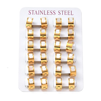 Natural Shell Bottle Shape Chunky Hoop Earrings, 304 Stainless Steel Jewelry for Women, Golden, 7x13.5mm, Pin: 1mm
