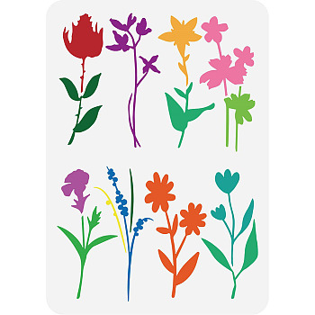 Plastic Drawing Painting Stencils Templates, for Painting on Scrapbook Fabric Tiles Floor Furniture Wood, Rectangle, Flower, 29.7x21cm