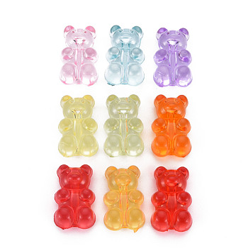 Transparent Acrylic Beads, Bear, Mixed Color, 18x11x7mm, Hole: 1.8mm