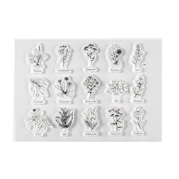 Silicone Stamps, for DIY Scrapbooking, Photo Album Decorative, Cards Making, Stamp Sheets, Plants Pattern, 11.3x14.6x0.3cm