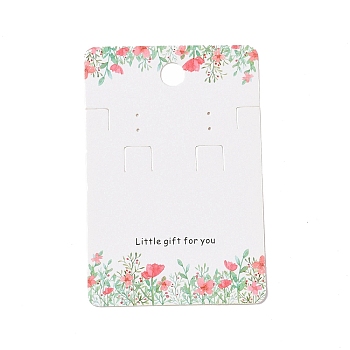 Rectangle Floral Paper Jewelry Display Cards with Hanging Hole, for Earring & Necklace Display, Tomato, 9x6x0.05cm, Hole: 1mm