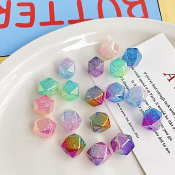 Transparent Crackle Acrylic Beads, Cube, Mixed Color, 15.7x19x19mm, Hole: 3.5mm