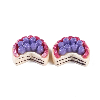 Opaque Resin Imitation Food Decoden Cabochons, Fruit Cake, Purple, 16x20.5x10.5mm