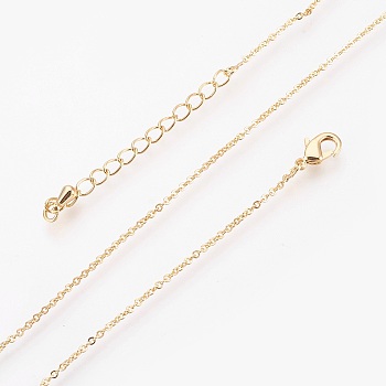 Brass Cable Chain Necklaces, with Lobster Claw Clasp, Real 18K Gold Plated, 17.51 inch(44.5cm)