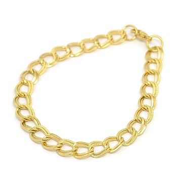 Fashionable 304 Stainless Steel Cuban Link Chain Bracelets, with Lobster Claw Clasps, Golden, 8-1/2 inch(215mm), 9mm