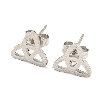 304 Stainless Steel Stud Earrings, Trinity Knot, Stainless Steel Color, 8.5x10mm