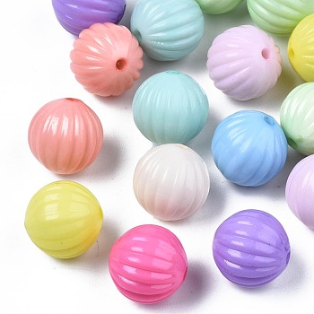 Opaque Acrylic Beads, Round, Mixed Color, 12x12mm, Hole: 1.5mm
