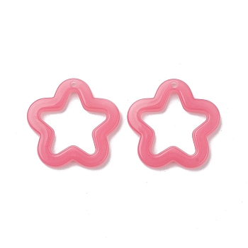 Imitation Jelly Acrylic Pendants, Star, Hot Pink, 28.5x29.5x4mm, Hole: 1.8mm, about 340Pcs/500G