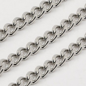 3.28 Feet 304 Stainless Steel Twisted Chains, Unwelded, Stainless Steel Color, 5x3.5x1.6mm